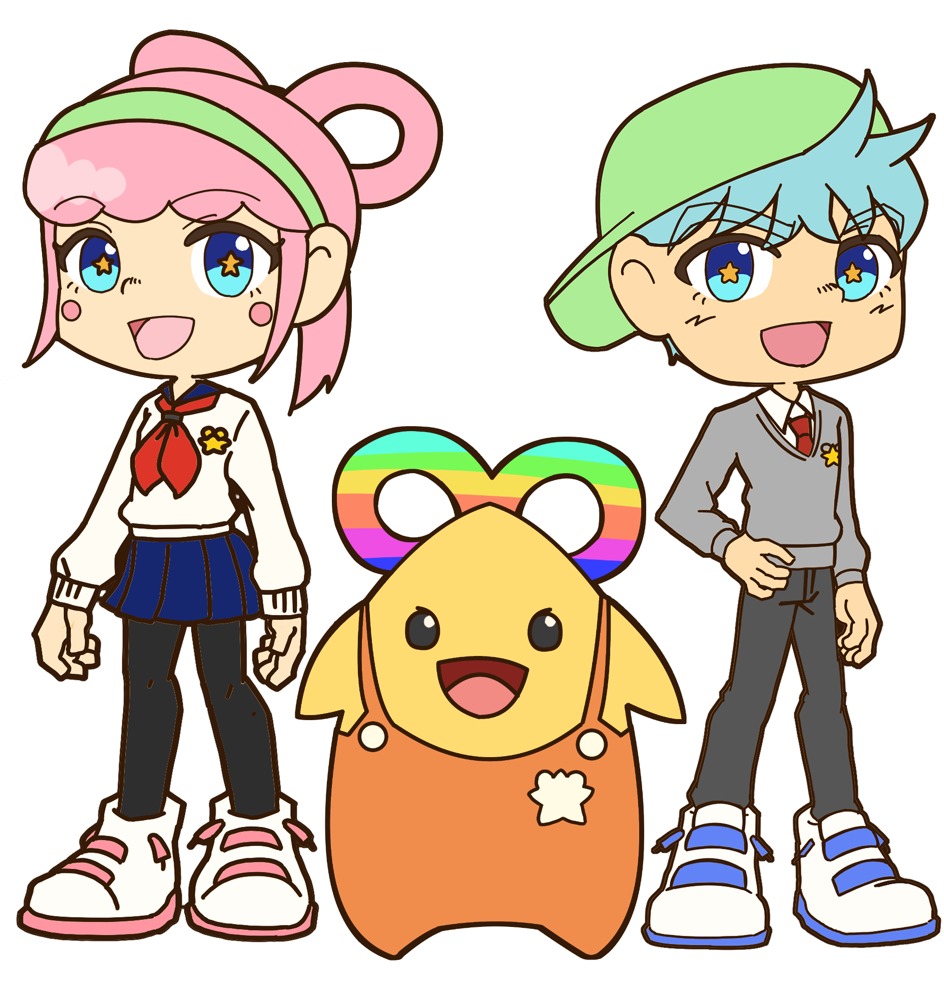 ムゲン、ダイくん、ランちゃんの集合イラスト